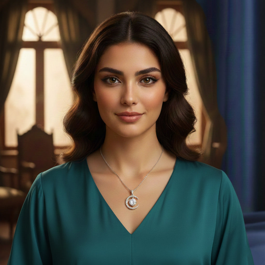 Qamar Moissanite Pendant – White Gold – D Colour – VVS1