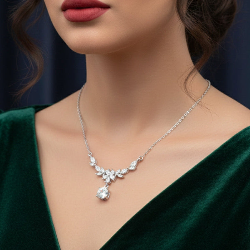 Layan Moissanite Necklace – White Gold – D Colour – VVS1