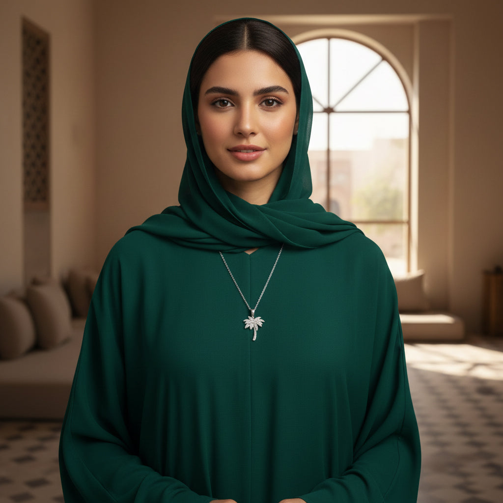 Palm Tree Moissanite Pendant – White Gold – D Colour – VVS1