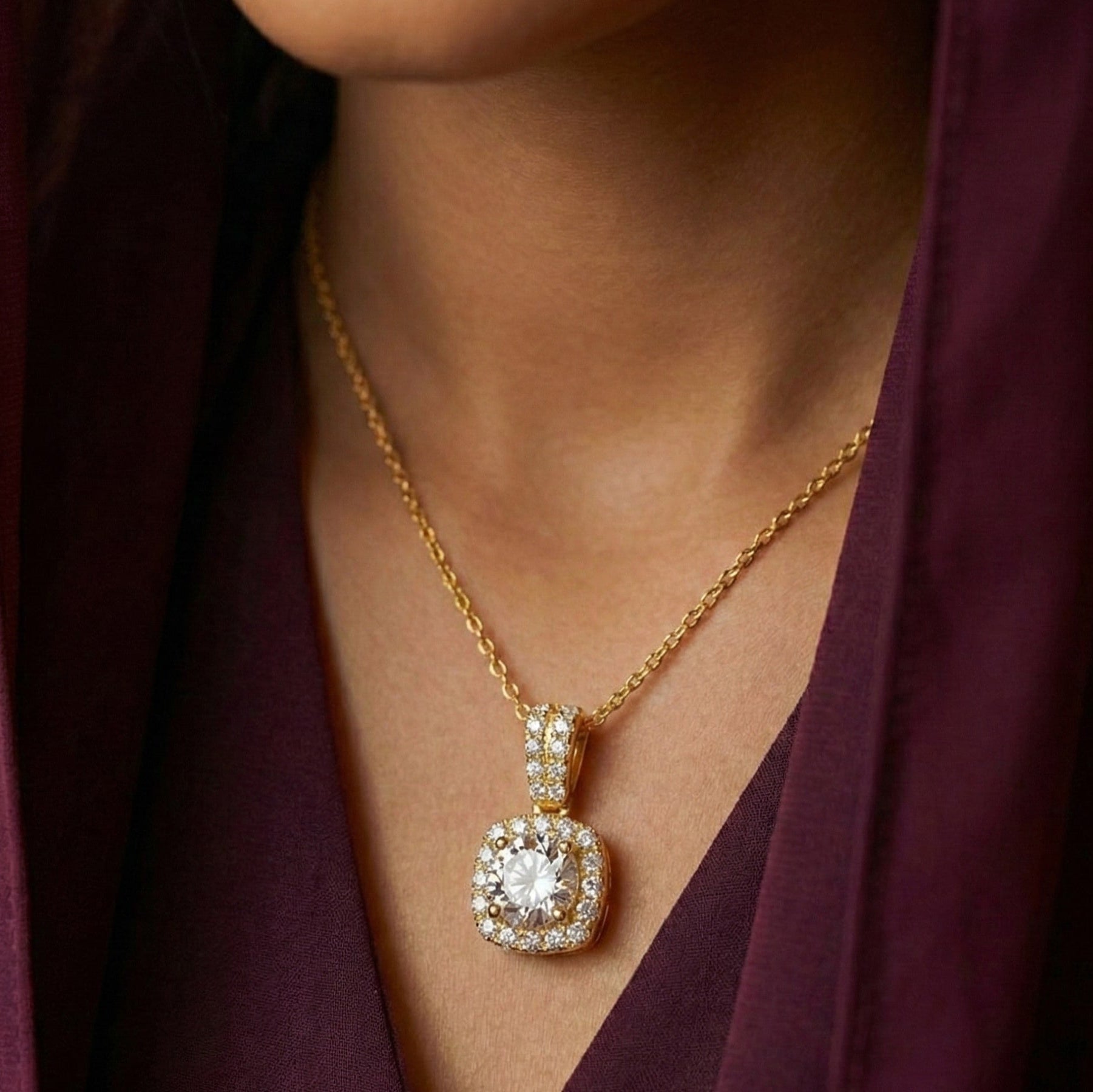 Zahra Moissanite Pendant – Gold – D Colour – VVS1