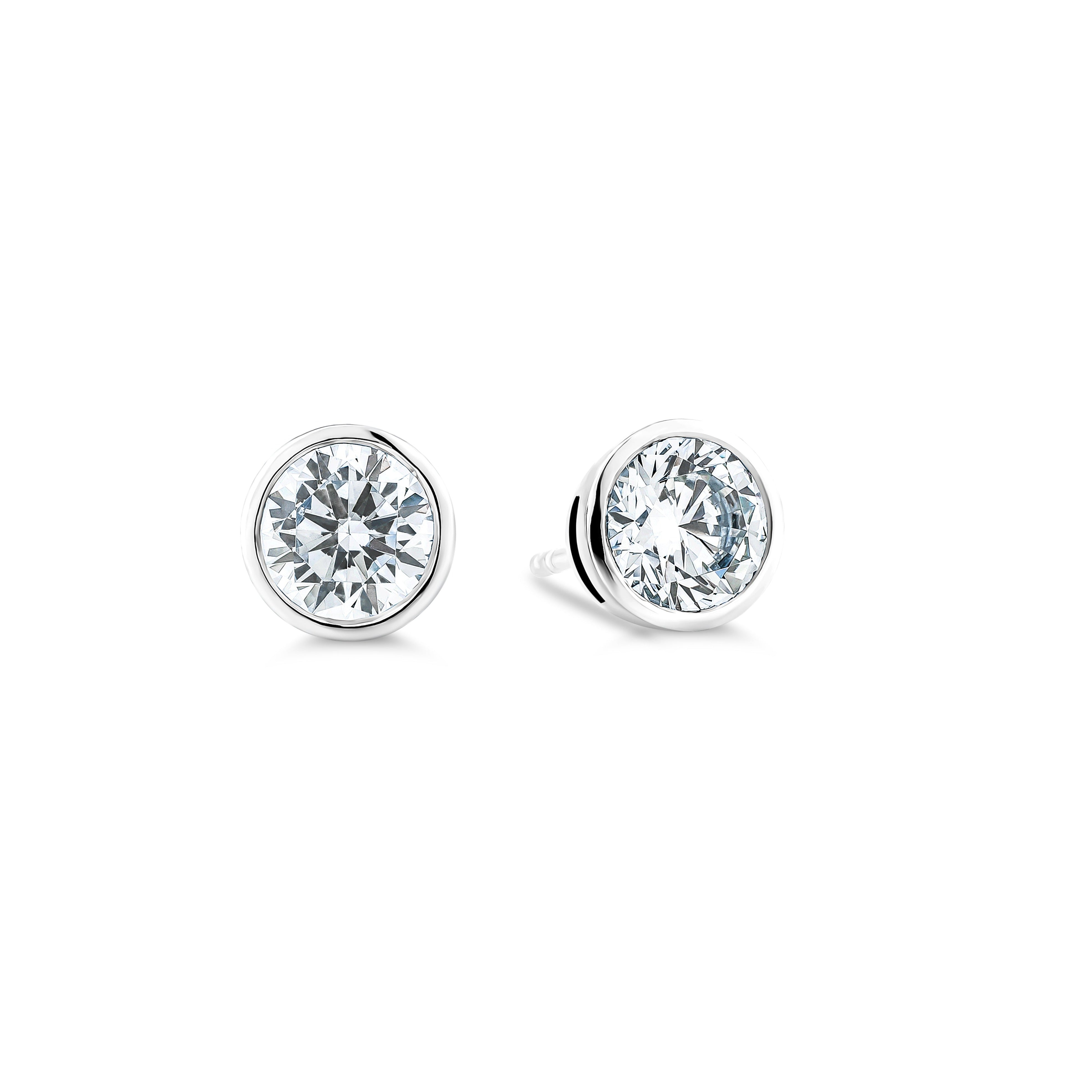 1CT BRILLIANT CUT BEZEL SET EARRINGS