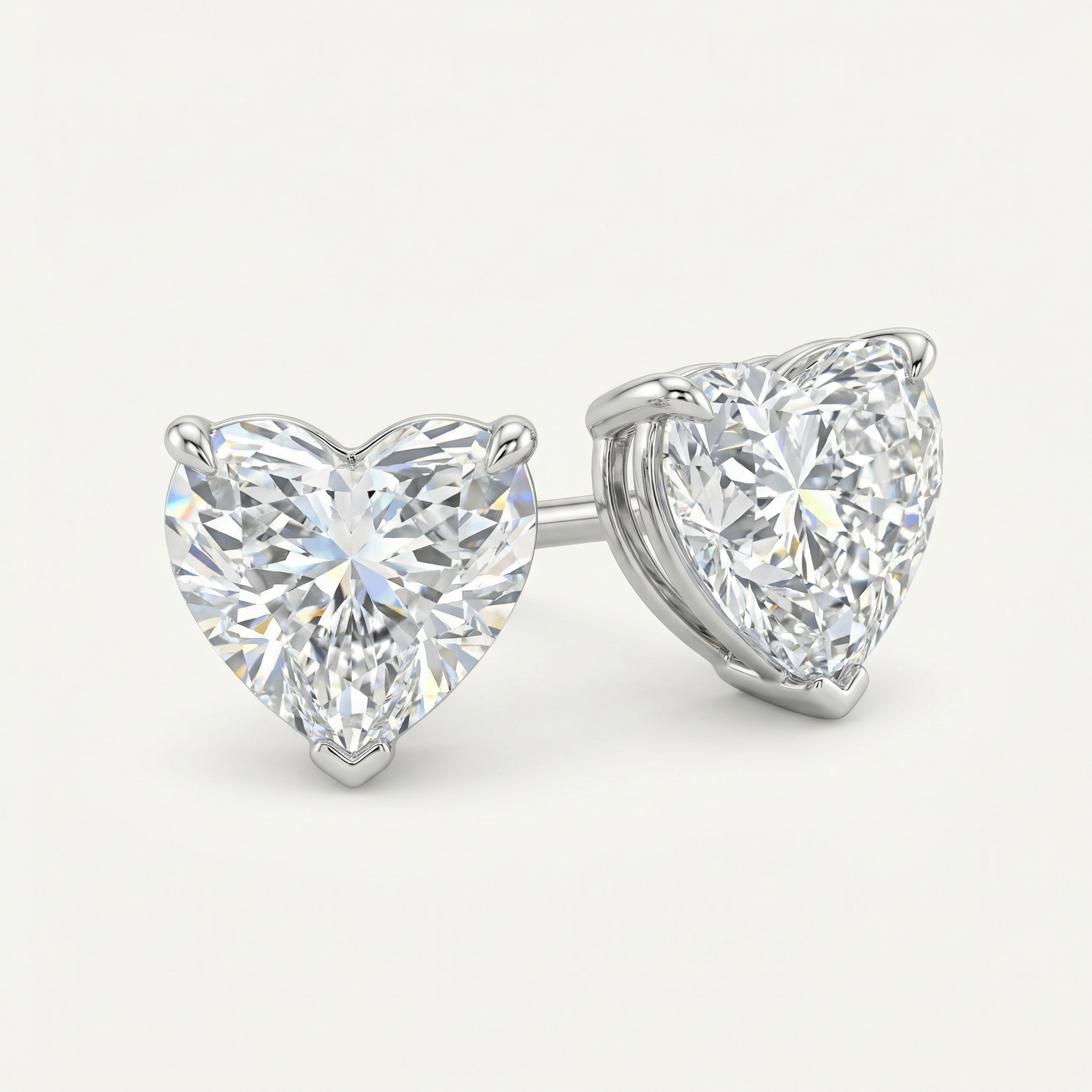2CT SOLITAIRE STUD HEART EARRINGS