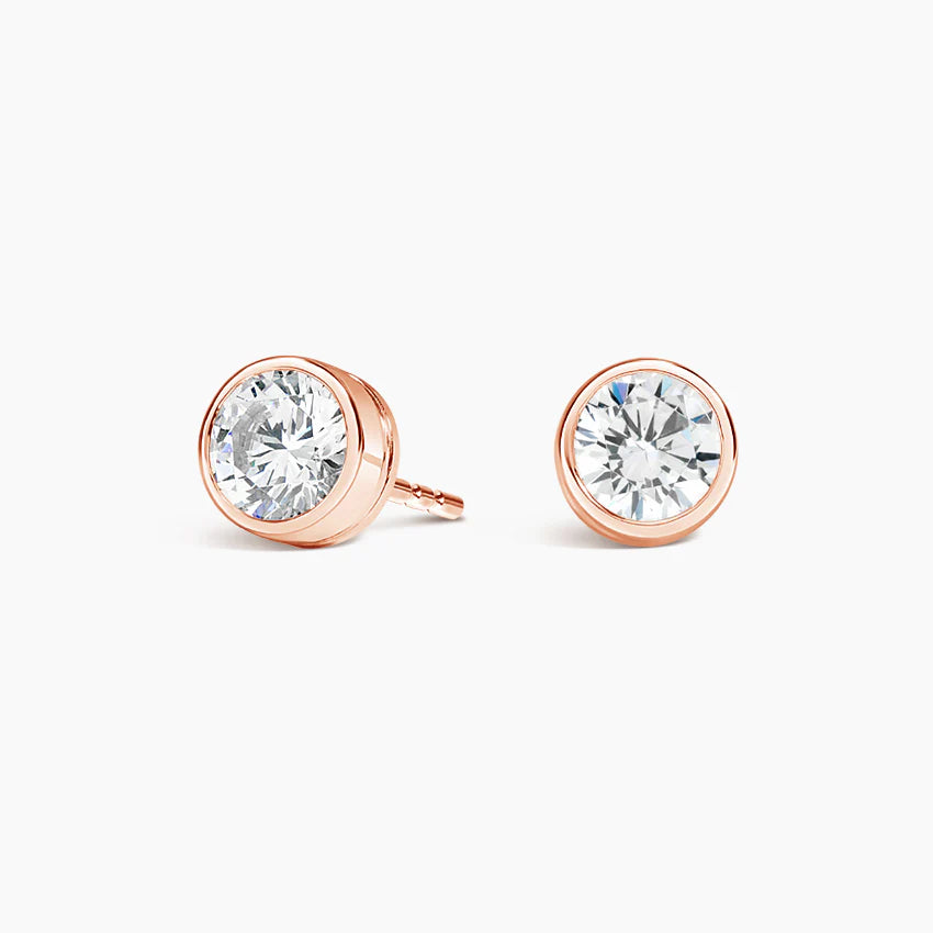 1CT BRILLIANT CUT BEZEL SET EARRINGS