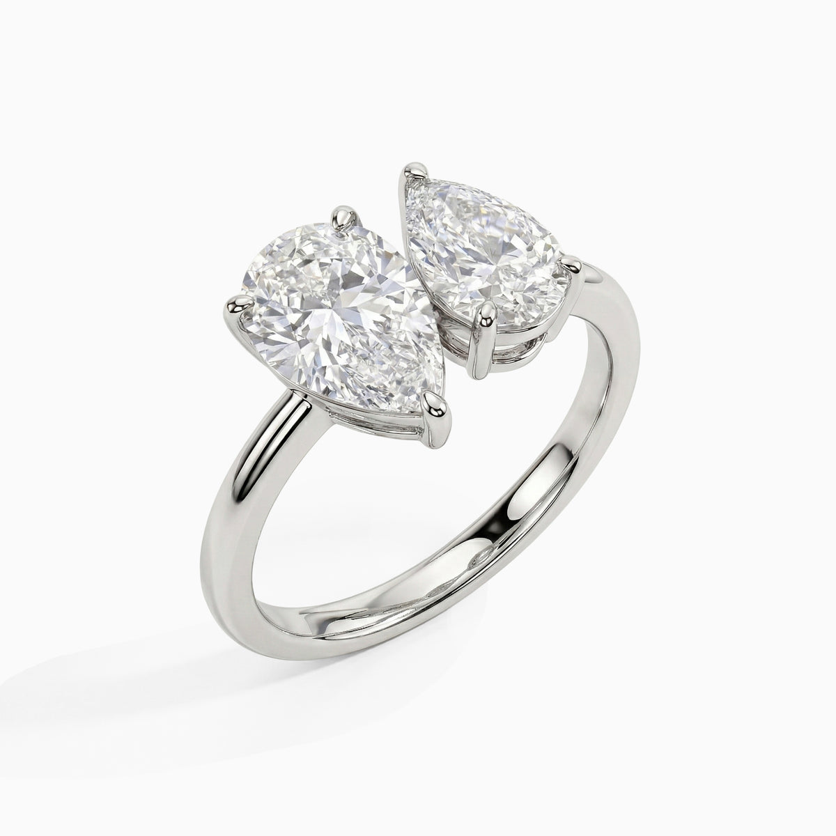 Double Pear Ring - White Gold