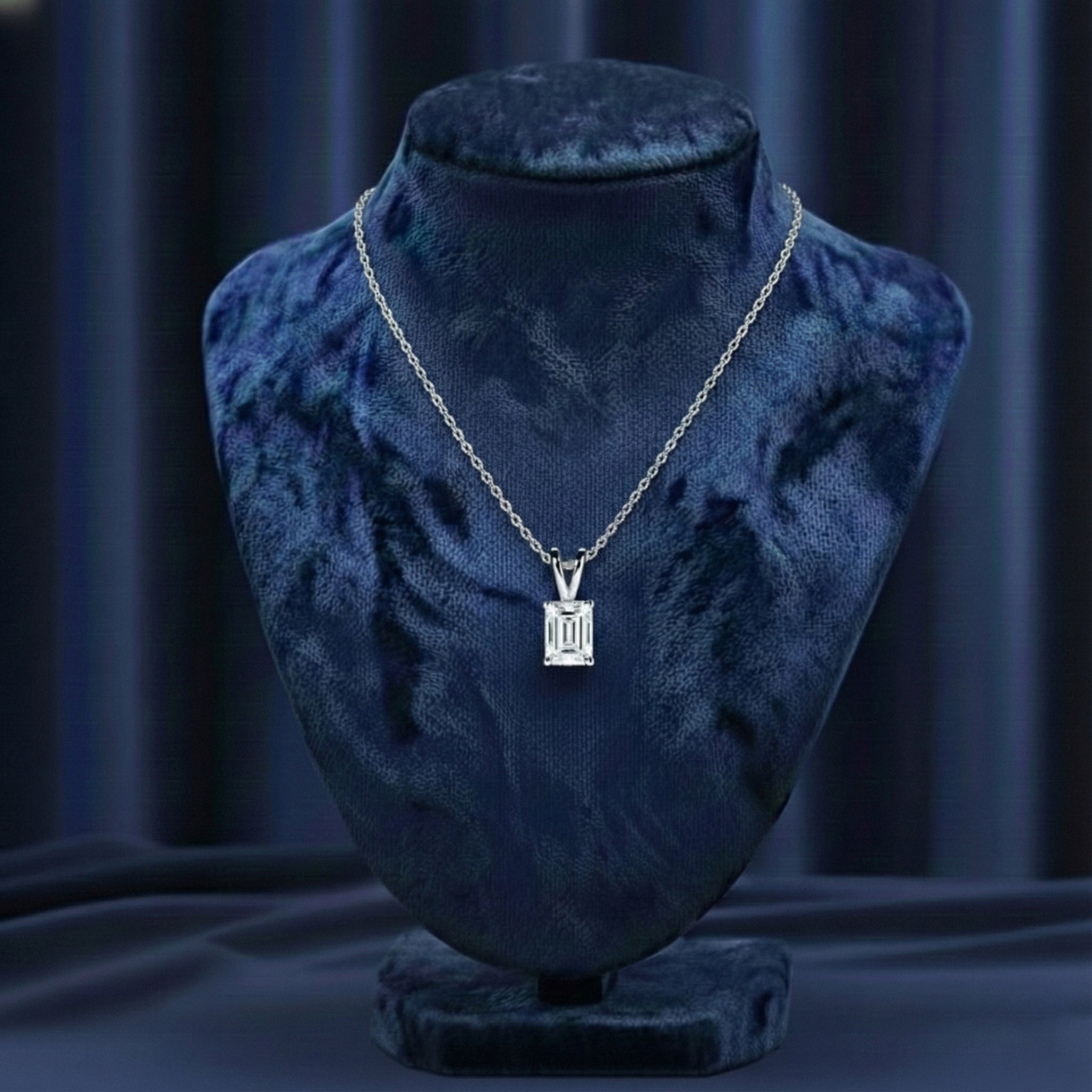 Tala Moissanite Radiant Pendant – White Gold – D Colour – VVS1