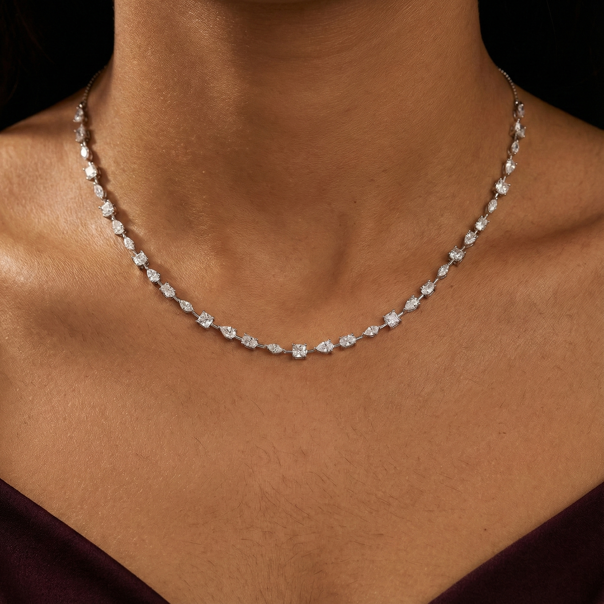 Rimah Moissanite Necklace – White Gold – D Colour – VVS1