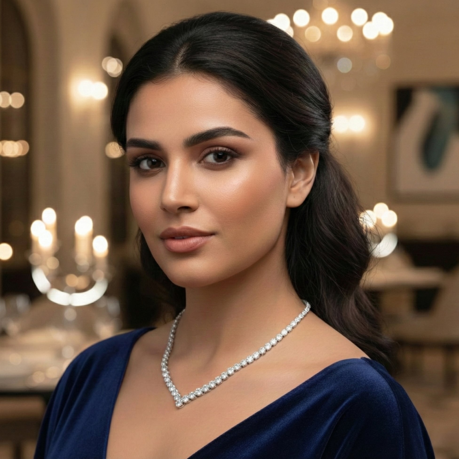 V-Tennis Moissanite Necklace - White Gold – D Colour – VVS1