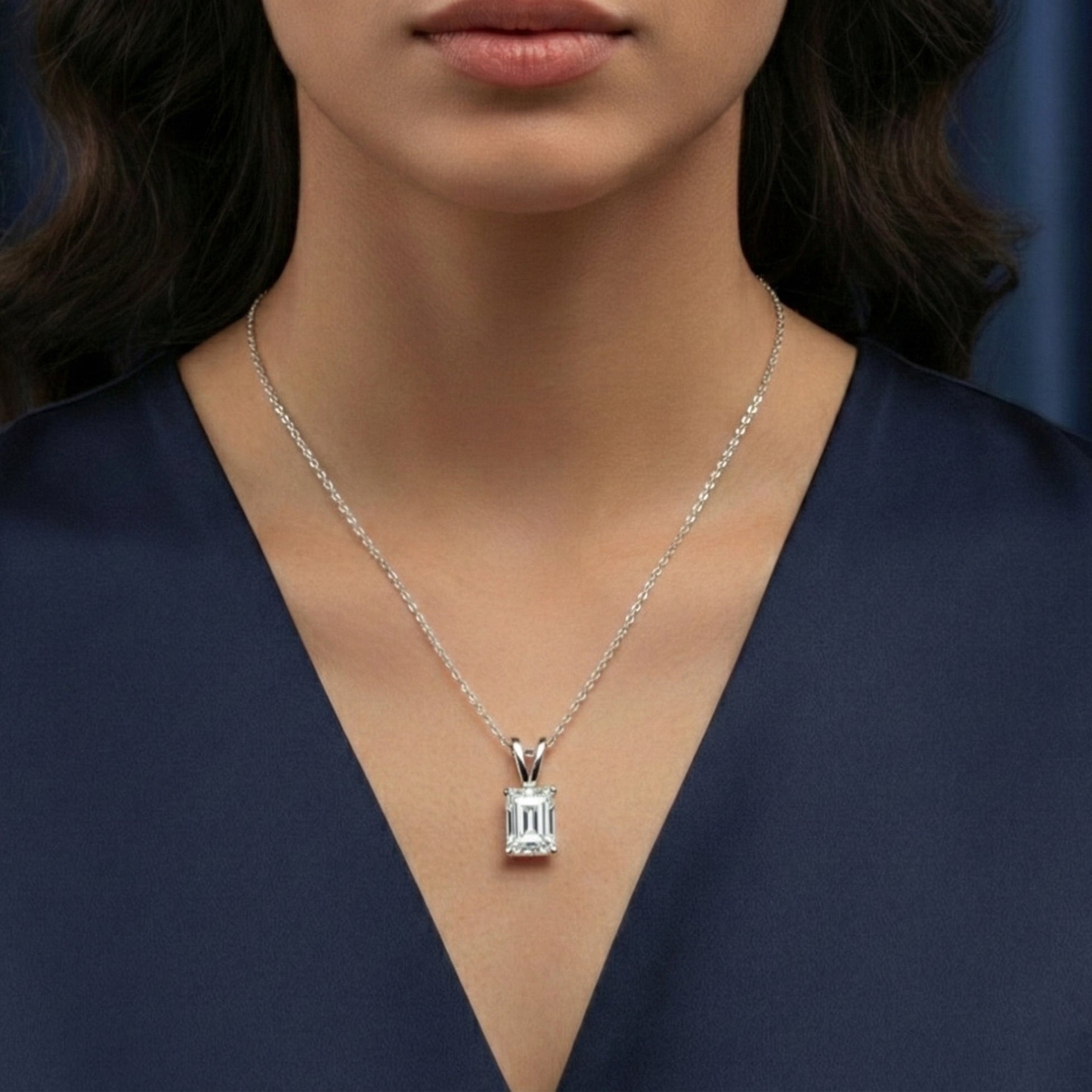 Tala Moissanite Radiant Pendant – White Gold – D Colour – VVS1