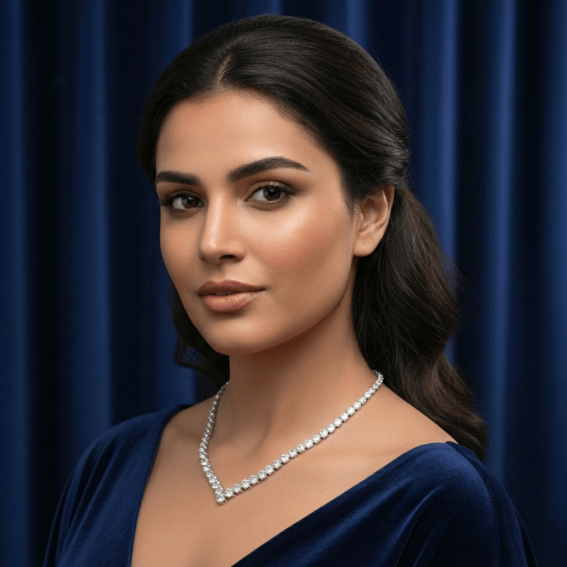 V-Tennis Moissanite Necklace - White Gold – D Colour – VVS1