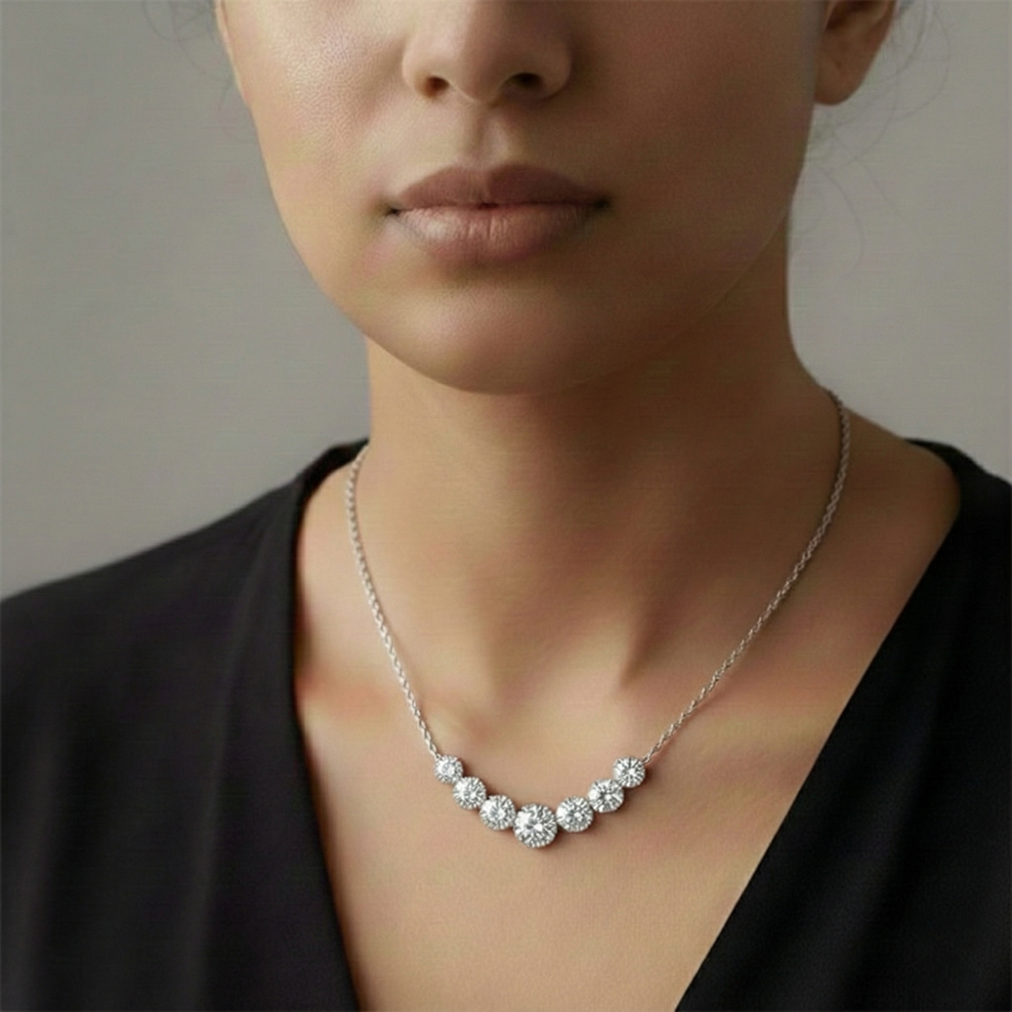 Mira Moissanite U-Smile Necklace – White Gold – D Colour – VVS1