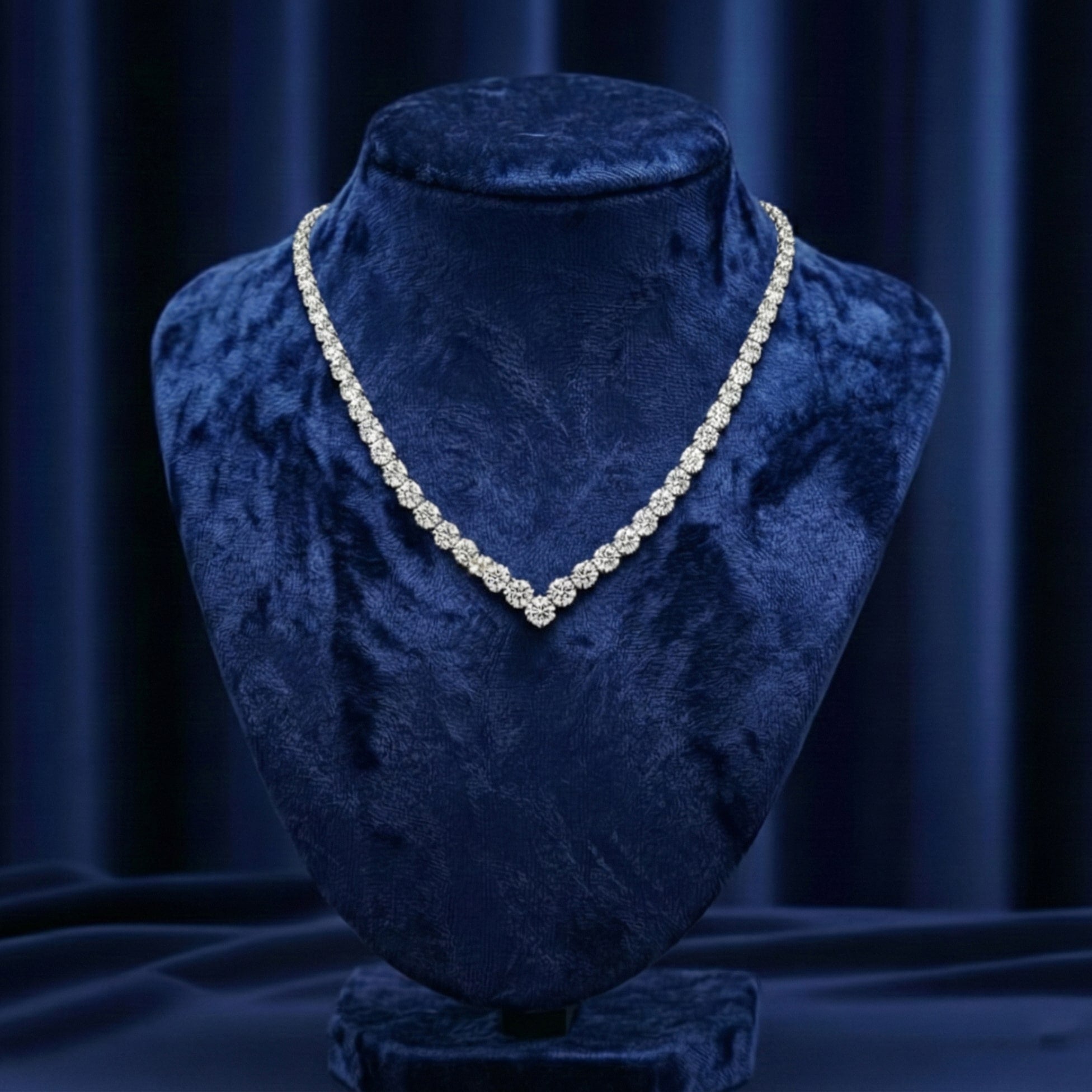 V-Tennis Moissanite Necklace - White Gold – D Colour – VVS1