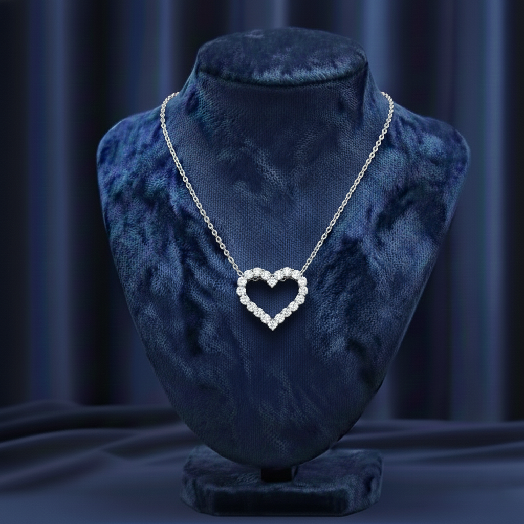 Rima Moissanite Heart Necklace – White Gold – D Colour – VVS1