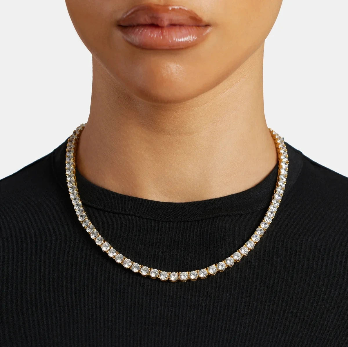 5MM MOISSANITE TENNIS NECKLACE - GOLD - D COLOR - VVS1