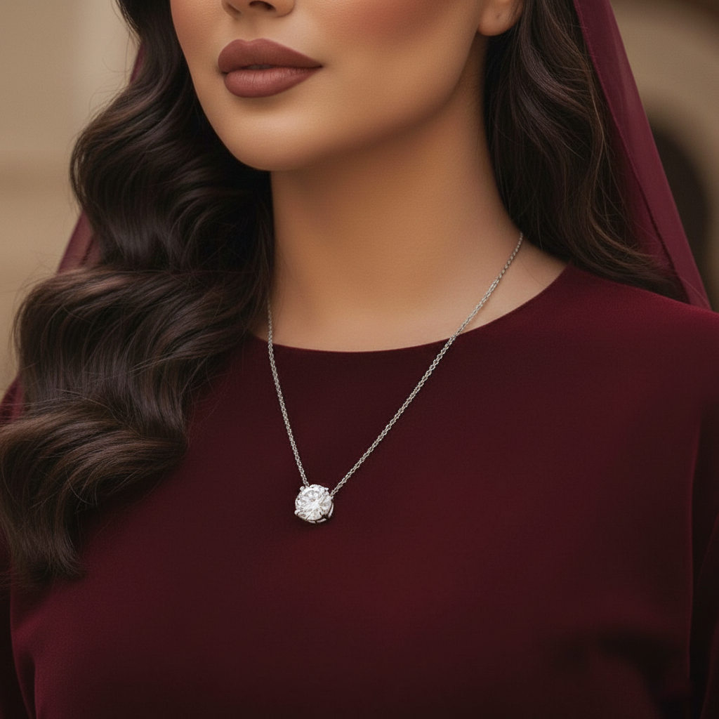 Aaliyah Moissanite Necklace – White Gold – D Colour – VVS1