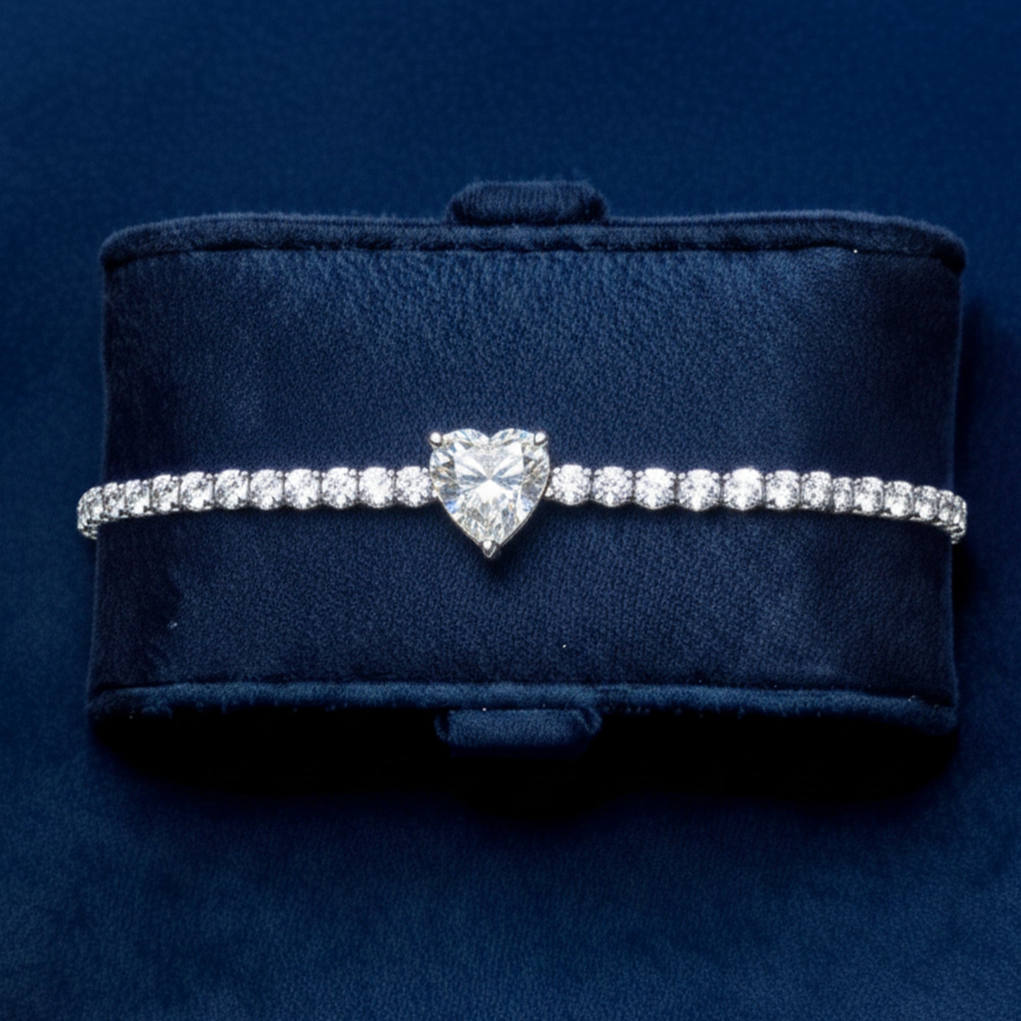 Lana Moissanite Heart Tennis Bracelet – White Gold – D Colour – VVS1