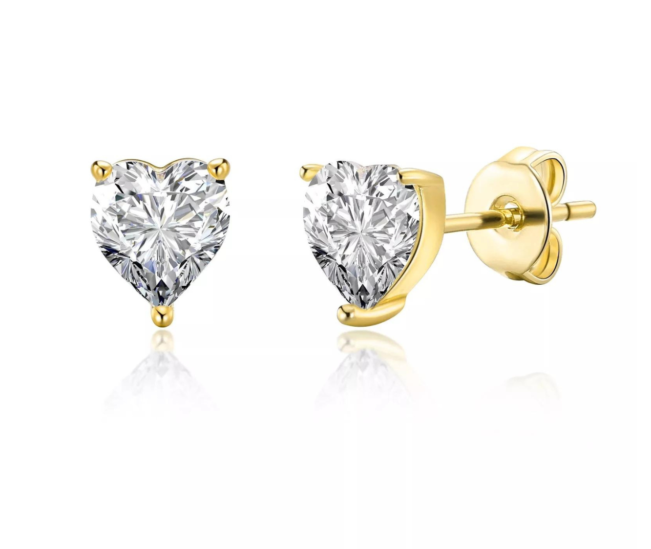 2CT SOLITAIRE STUD HEART EARRINGS
