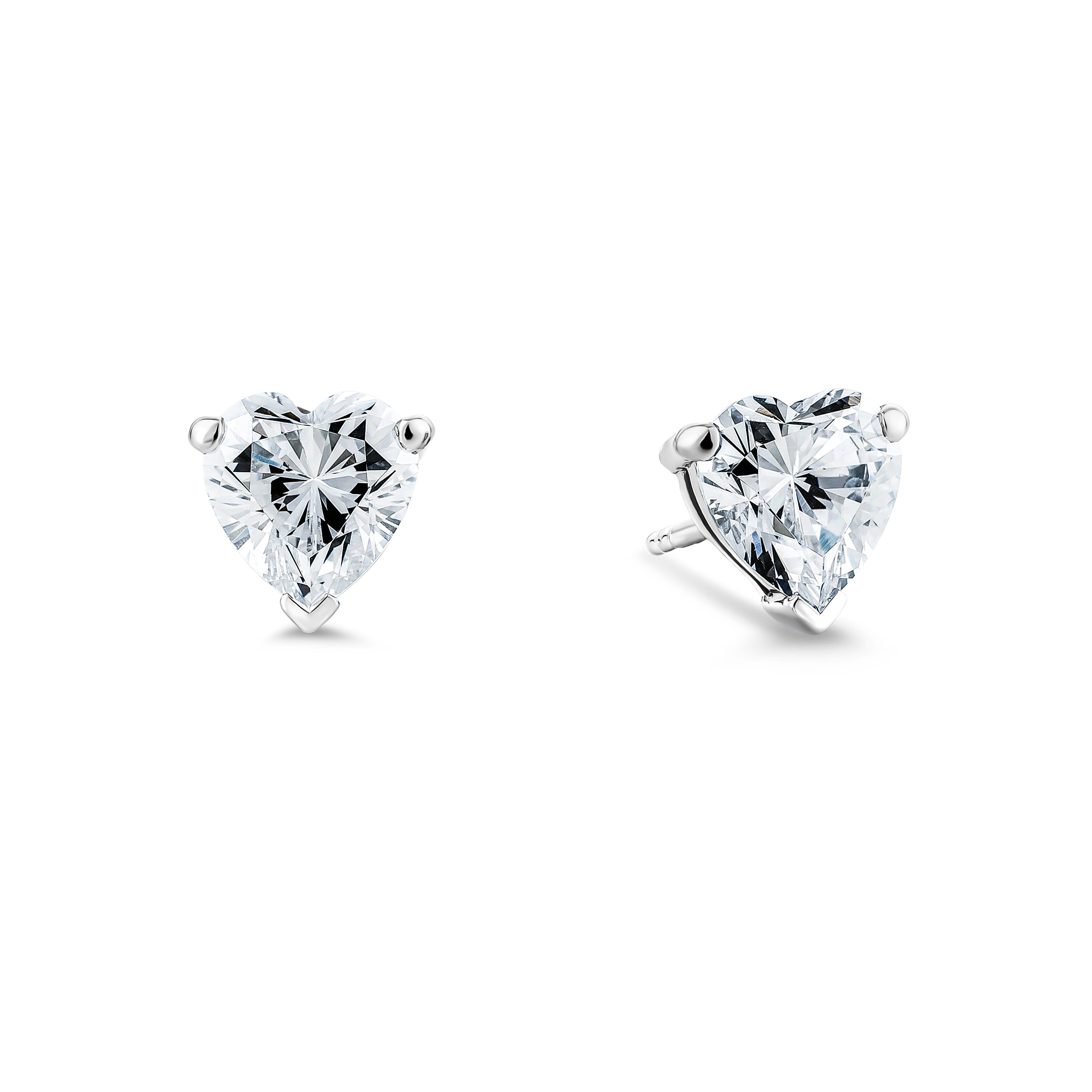 2CT SOLITAIRE STUD HEART EARRINGS