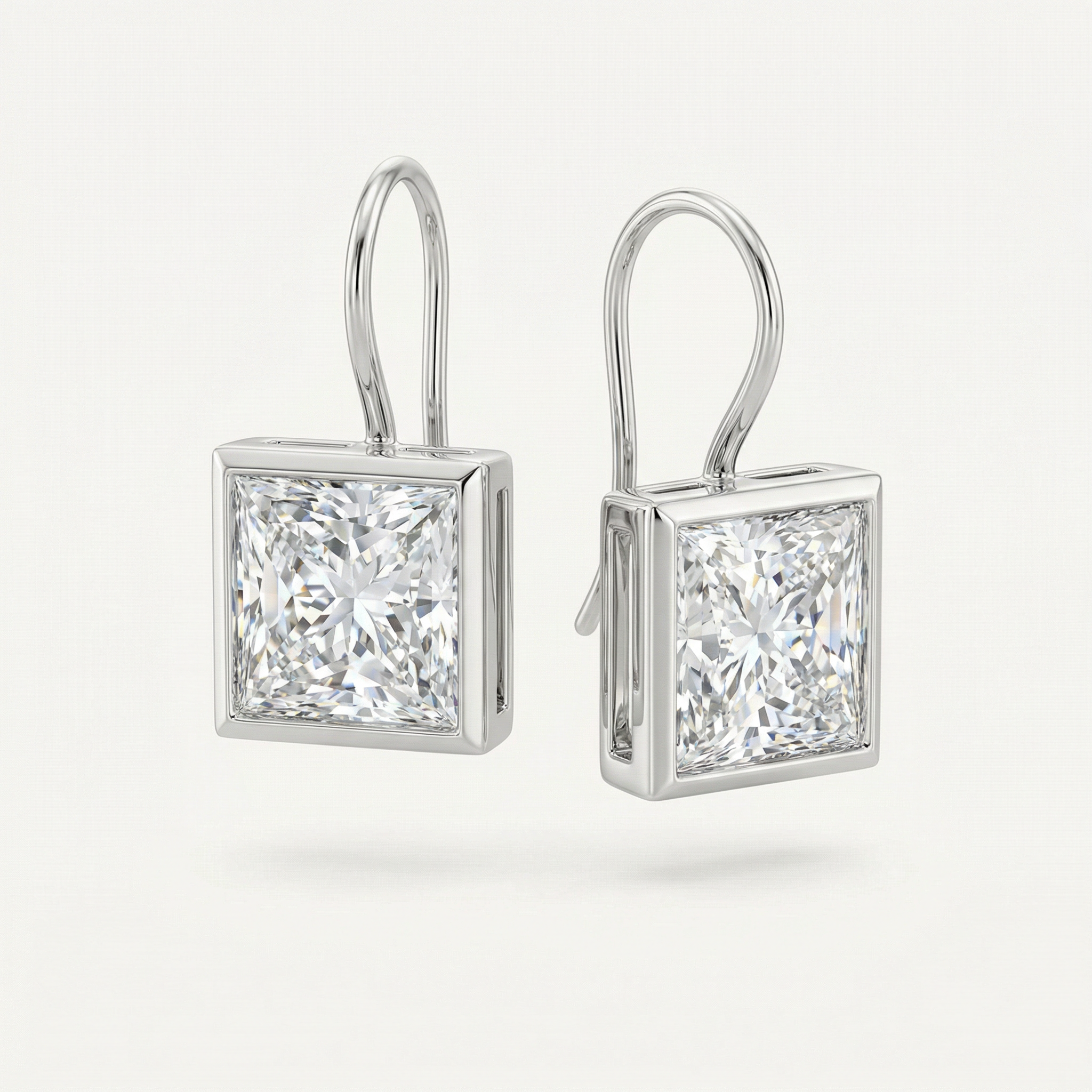2CT PRINCESS CUT DROP EARRINGS