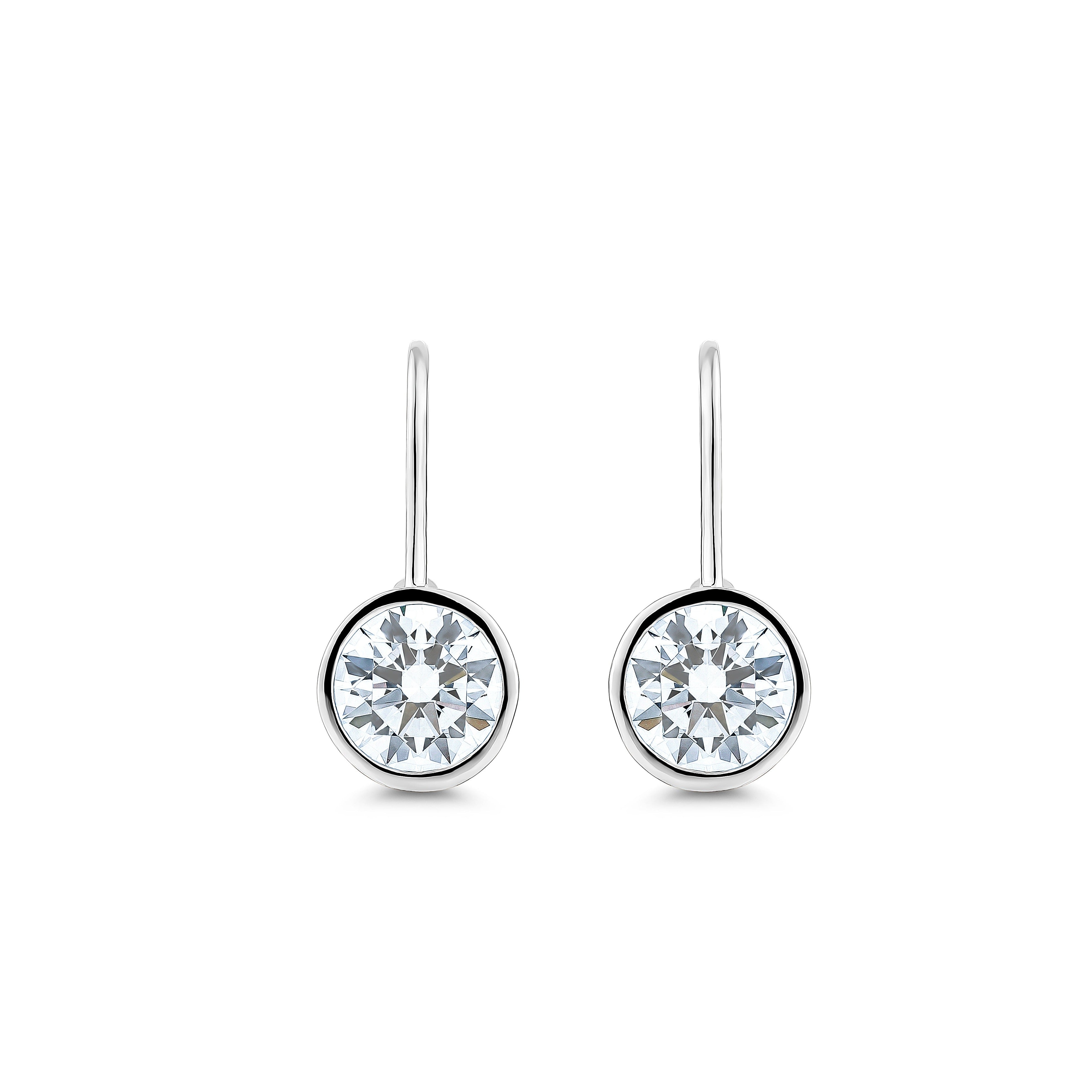 1 CT ROUND BRILLIANT BEZEL HOOK DROP EARRINGS