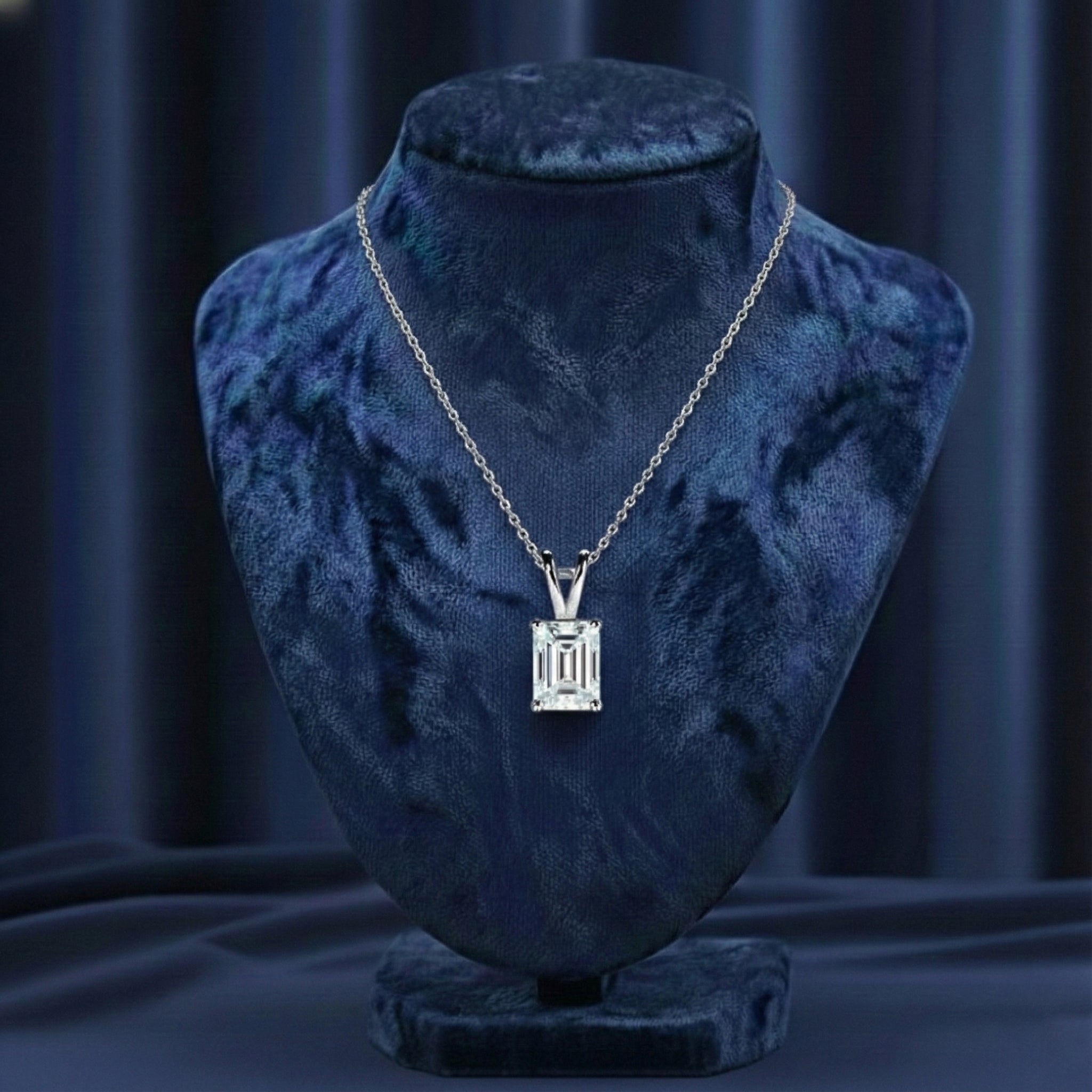 Tala Moissanite Radiant Pendant – White Gold – D Colour – VVS1