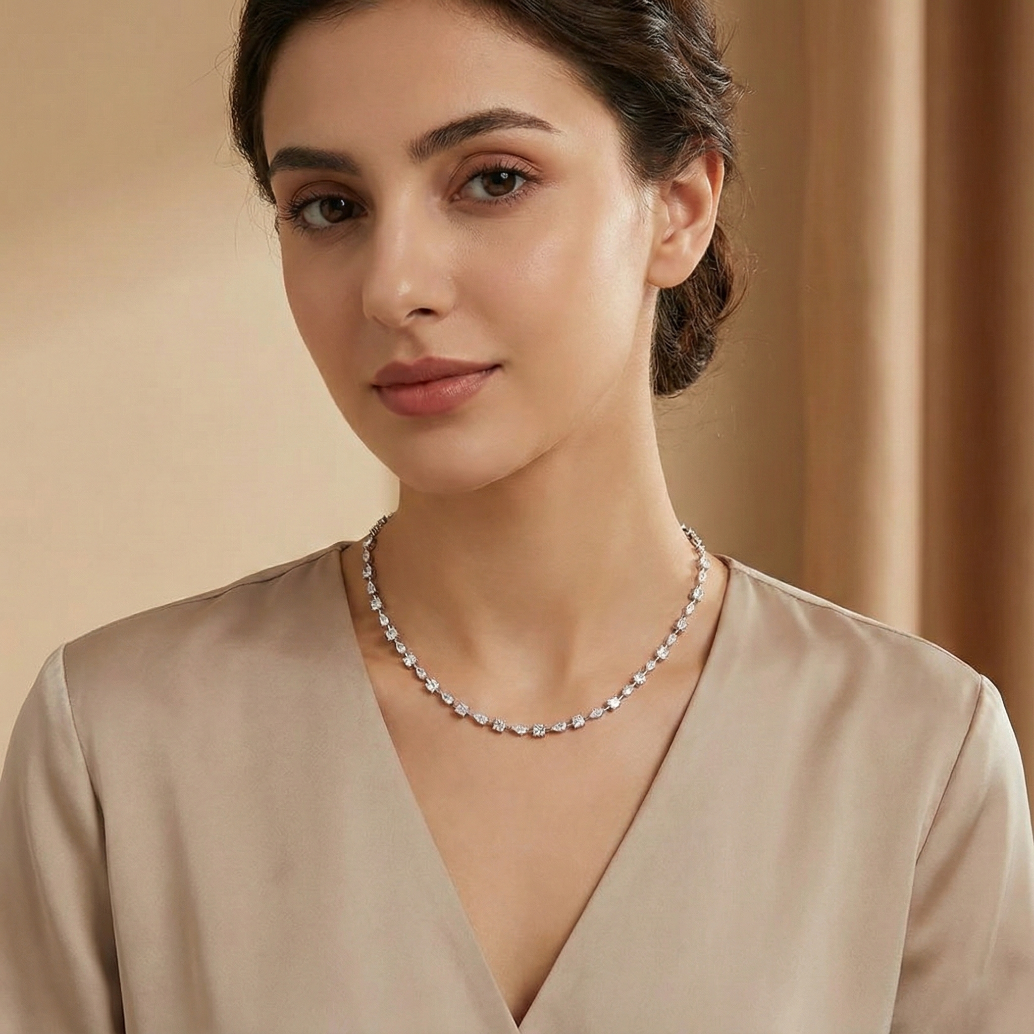 Rimah Moissanite Necklace – White Gold – D Colour – VVS1