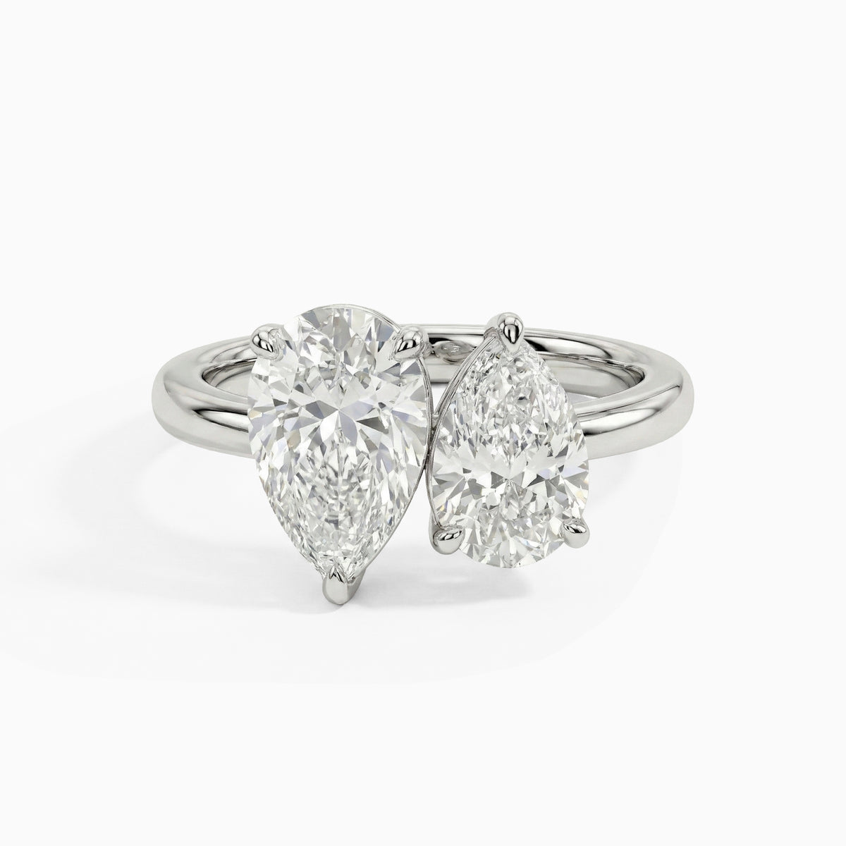 Double Pear Ring - White Gold