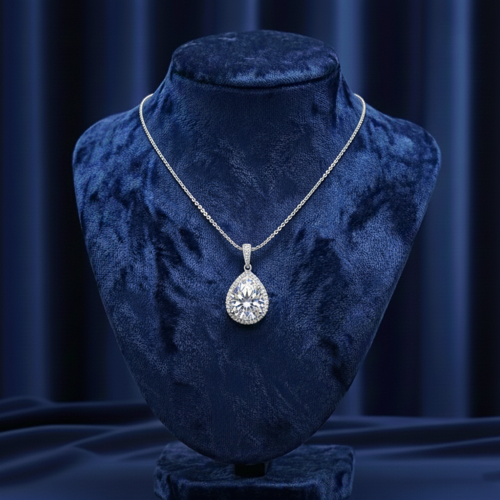 Yasmin Moissanite Pear Pendant – White Gold – D Colour – VVS1