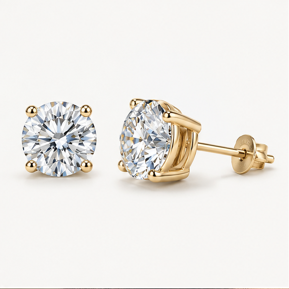 Sophia 0.5 to 2ct Round Moissanite Stud Earrings