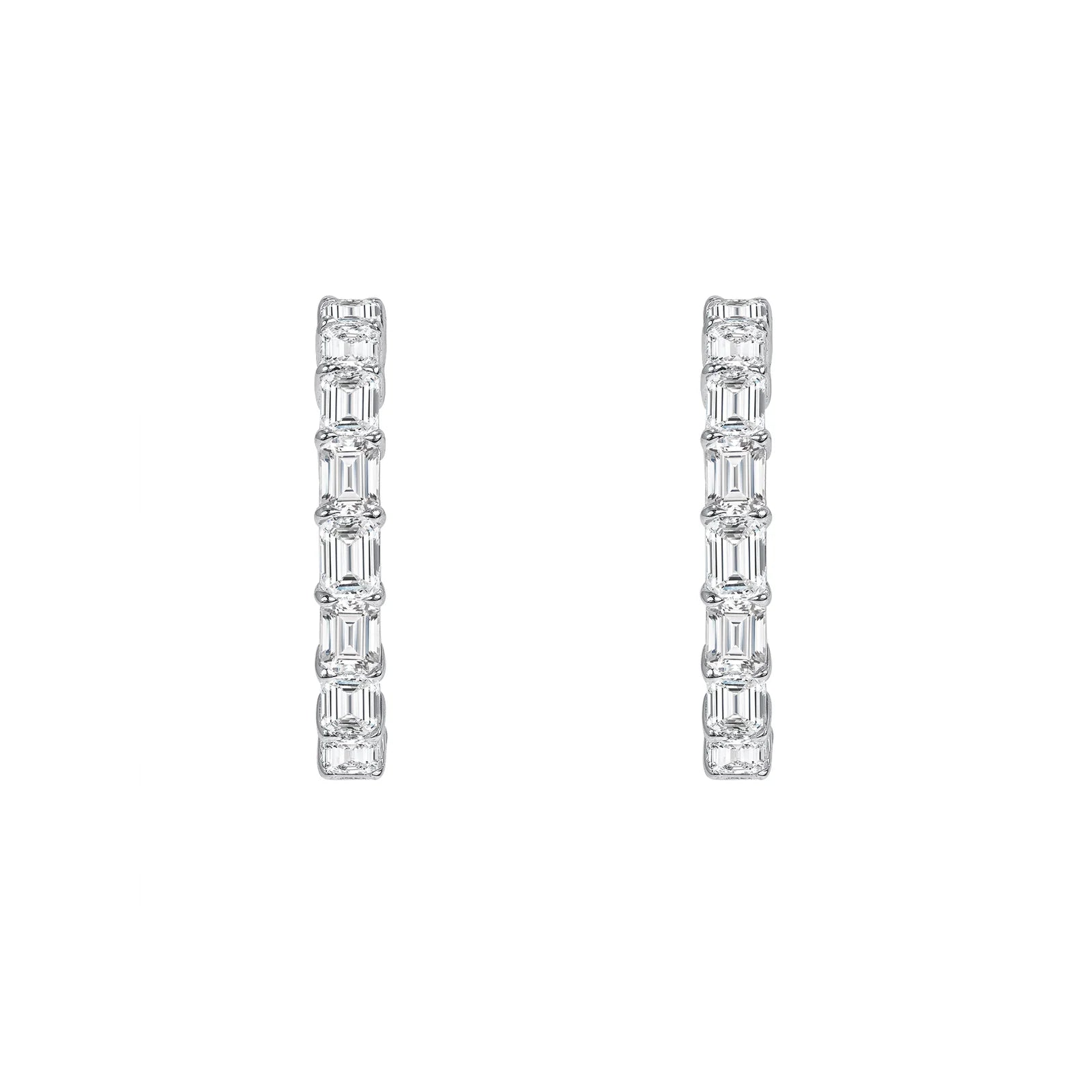 EMERALD CUT INSIDE OUT HOOP EARRINGS